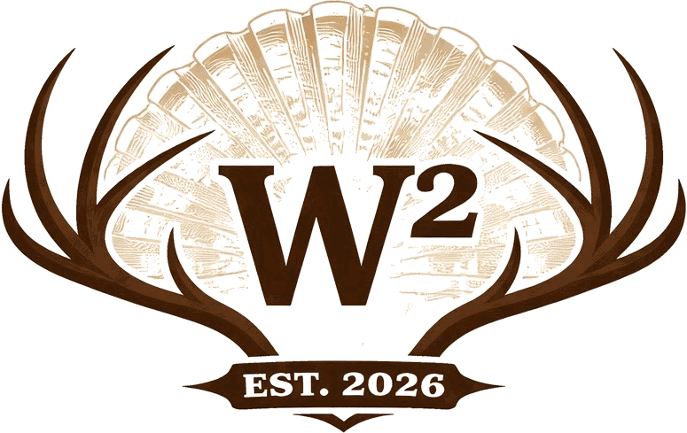 Whiskey Two Outfitters — antlers, turkey fan and W² monogram
