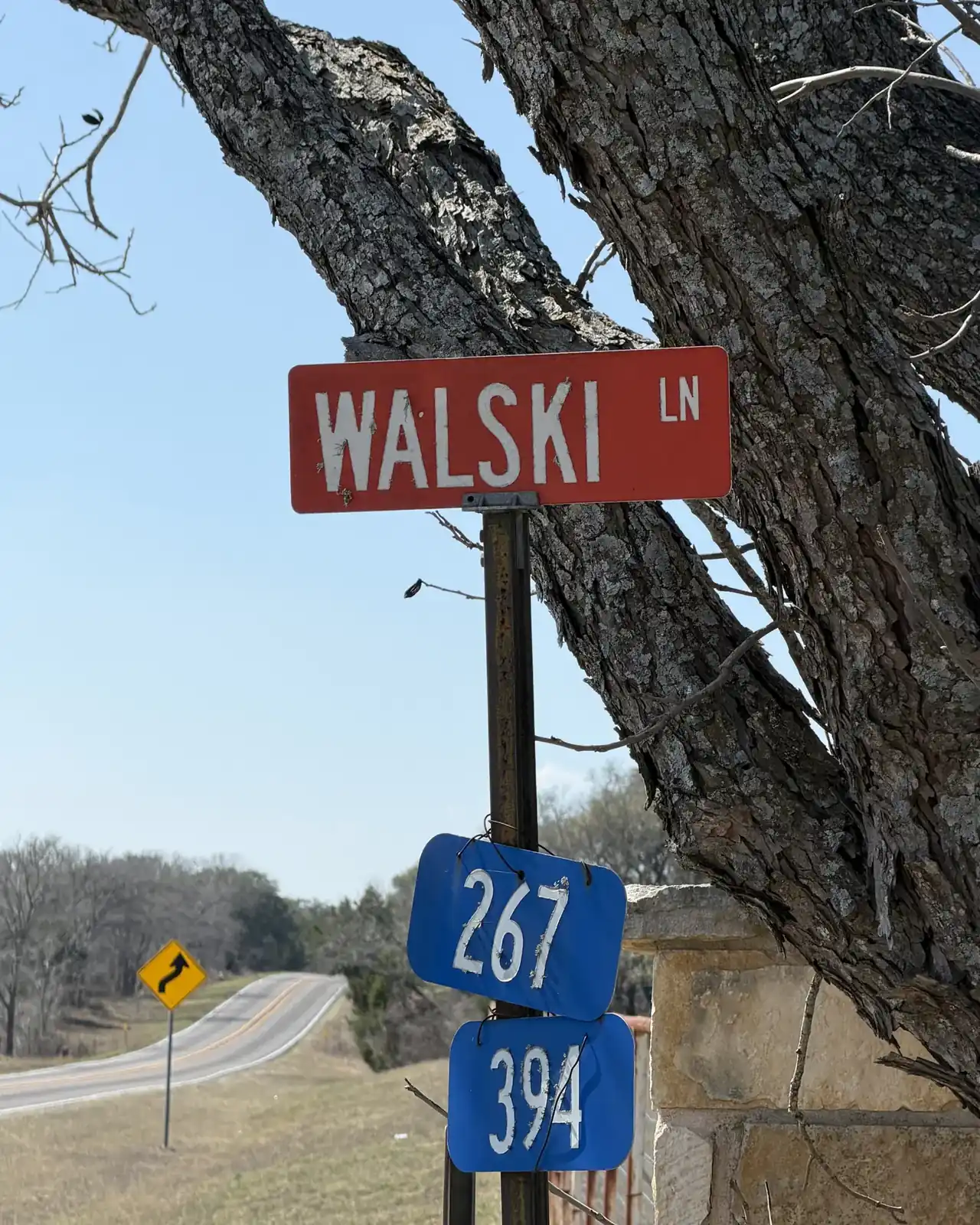 The Walski Lane turnoff at the edge of the family ranch